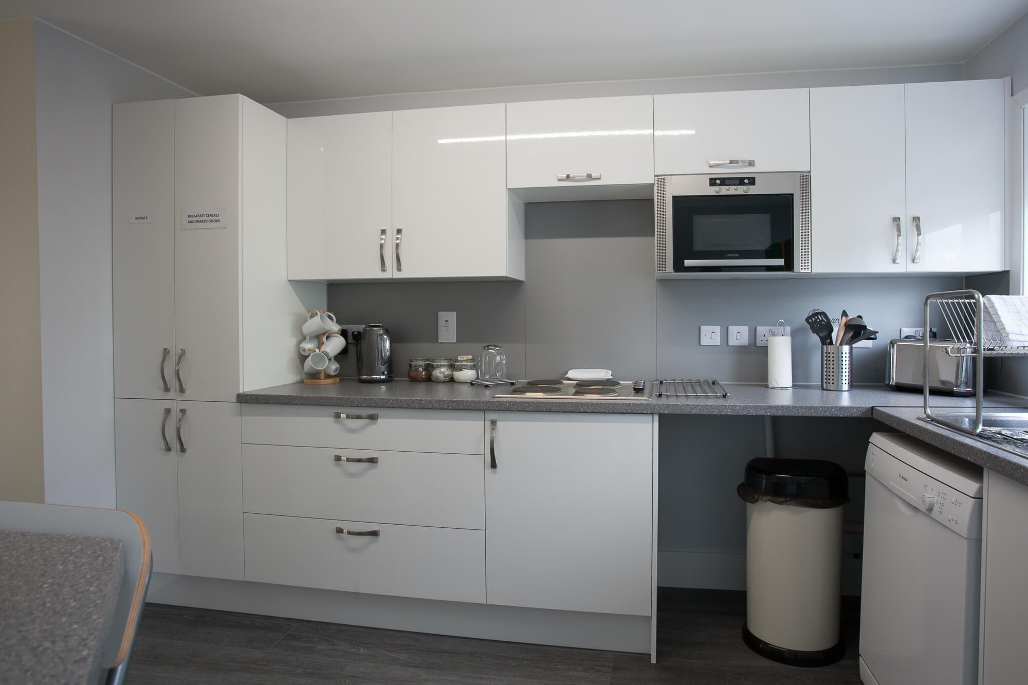 The kitchen from the back door